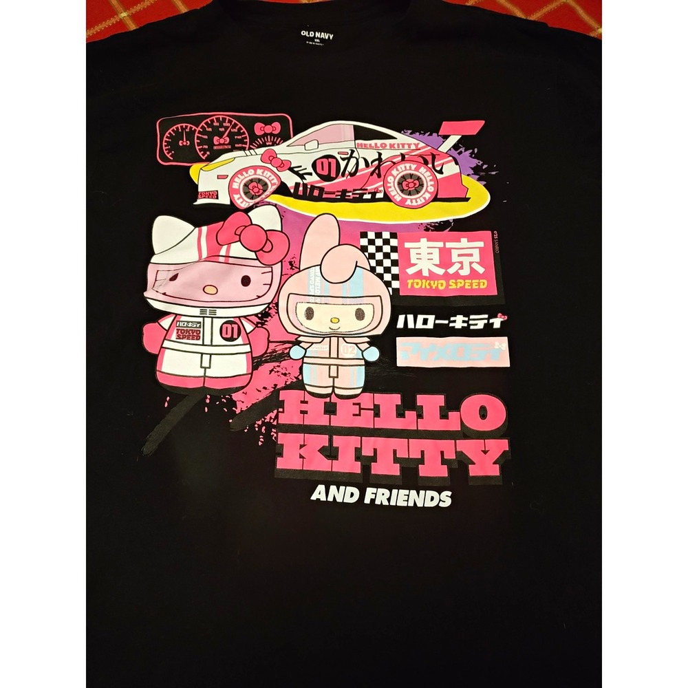 Old Navy Hello Kitty & Friends Tokyo Speed Racing Graphic Tee Black XXL Sanrio